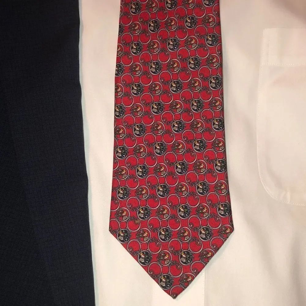 BROOKS Basics Red Christmas Bells Silk Tie